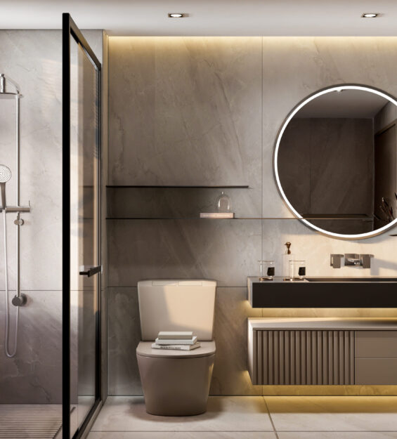 3d rendering modern bathroom interior design